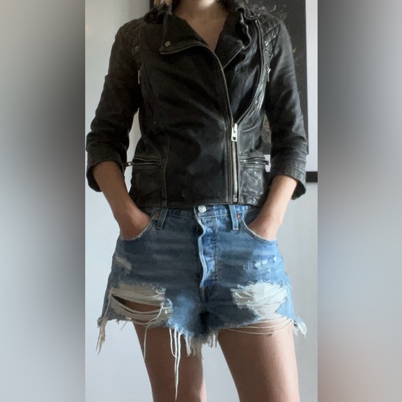 All Saints Women’s Leather Biker Jacket Size 4 - Picture 2 of 12